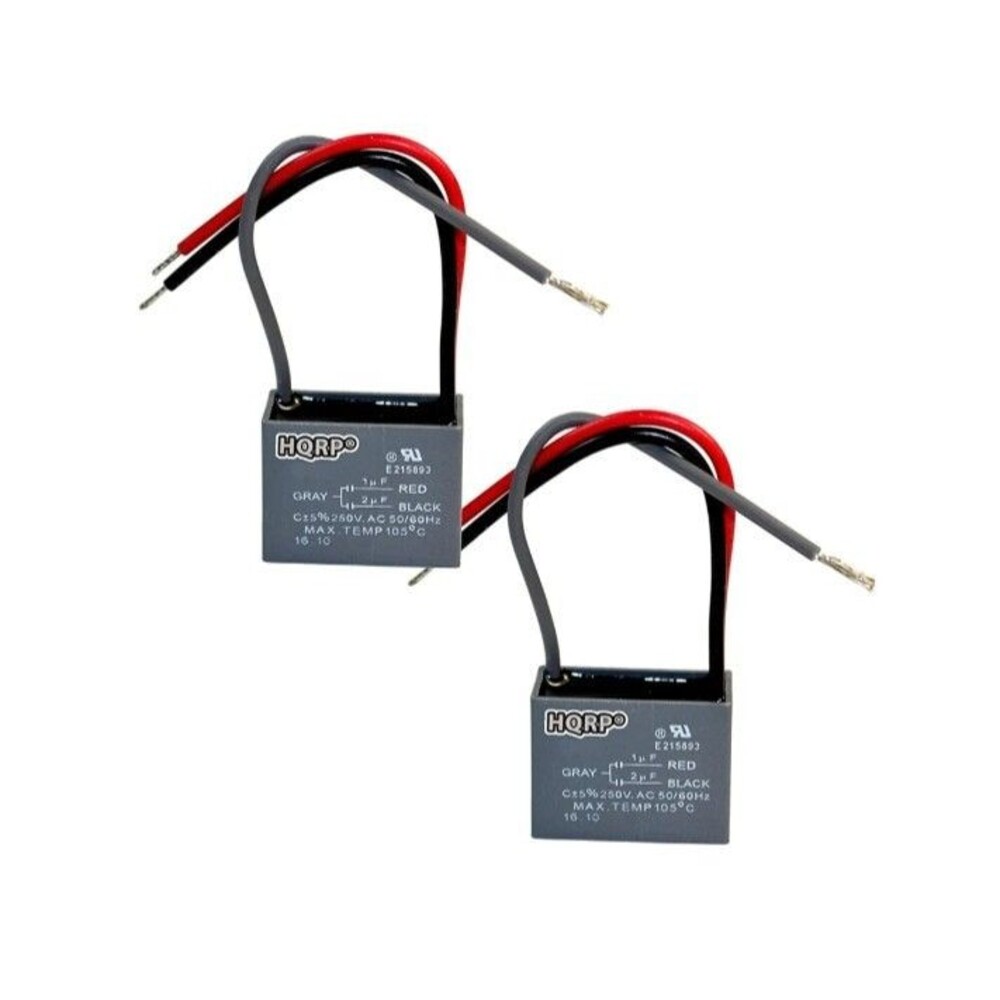 HQRP 2-Pack Ceiling Fan Capacitor CBB61 1uf+2uf 3-Wire UL Listed